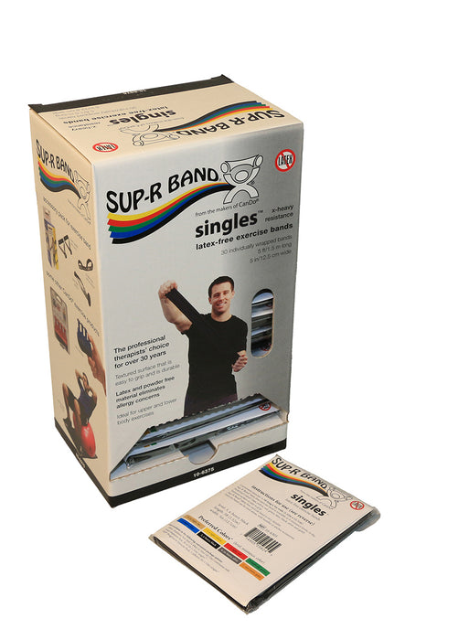 Sup-R Band 71-0024 , Latex-Free, 5-Foot Singles, 30 Piece Dispenser, Black