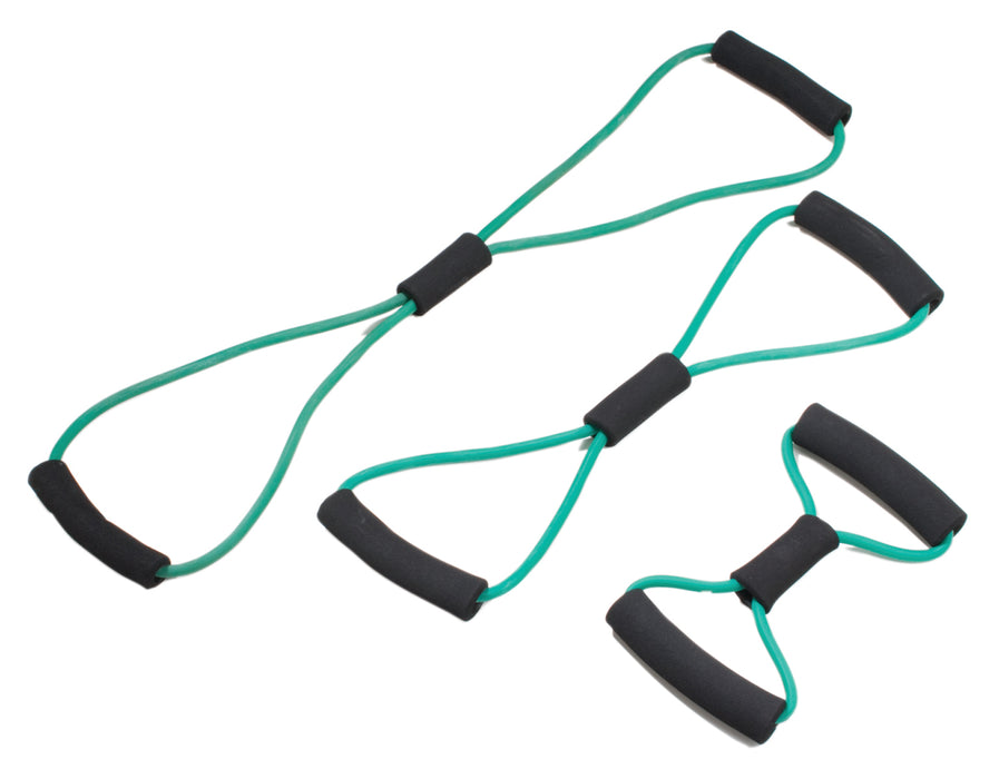 CanDo 10-5833 Tubing Bowtie Exerciser - 3-Piece Set (14", 22", 30"), Green