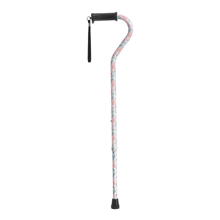 Drive rtl10372fl , Adjustable Height Offset Handle Cane With Gel Hand Grip, Floral