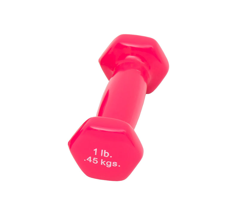 CanDo 10-0550 Vinyl Coated Dumbbell - 1 Lb - Pink, Each