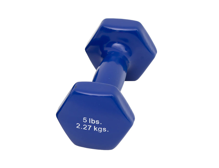 CanDo 10-0554 Vinyl Coated Dumbbell - 5 Lb - Blue, Each