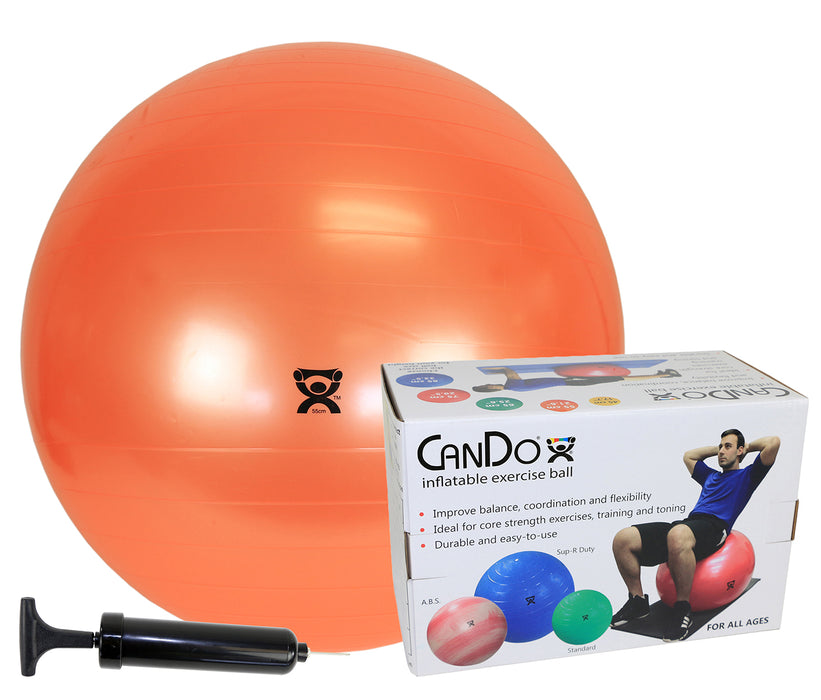 CanDo 30-1845 Inflatable Exercise Ball - Economy Set - Orange - 22" (55 Cm) Ball, Pump, Retail Box