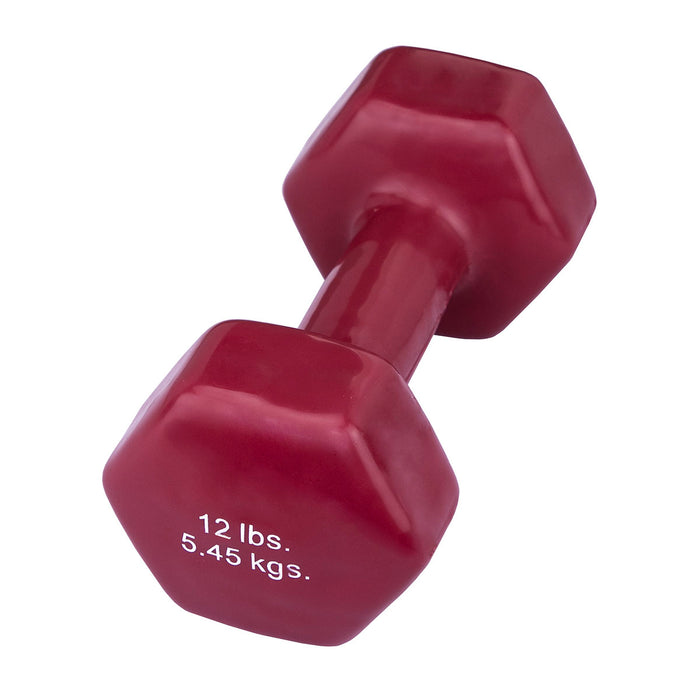 CanDo 10-0567 Vinyl Coated Dumbbell, Maroon (12 Lb), Each