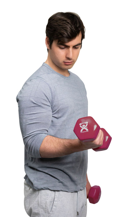CanDo 10-0567 Vinyl Coated Dumbbell, Maroon (12 Lb), Each