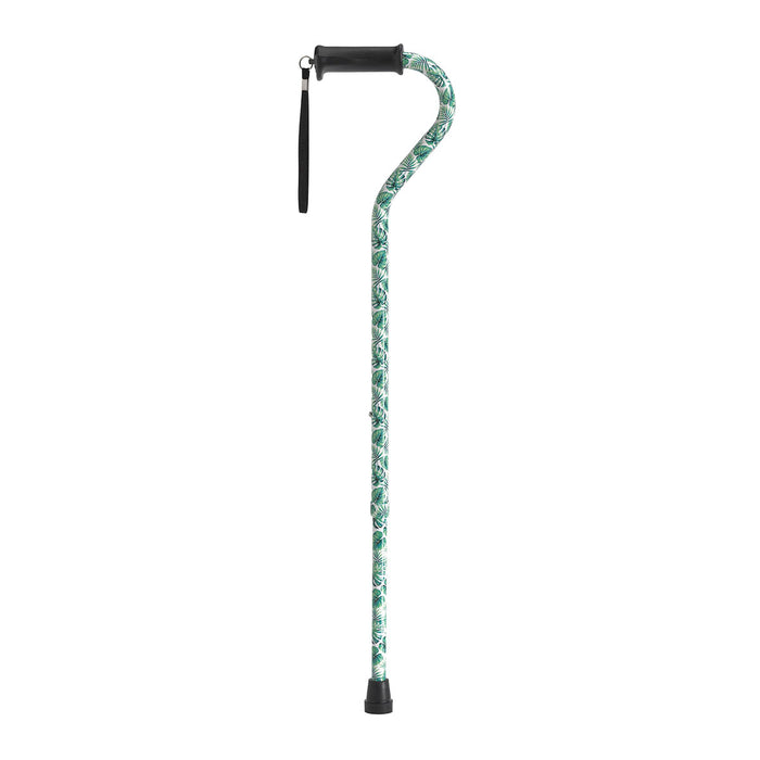 Drive rtl10372gl , Adjustable Height Offset Handle Cane With Gel Hand Grip, Green Leaves