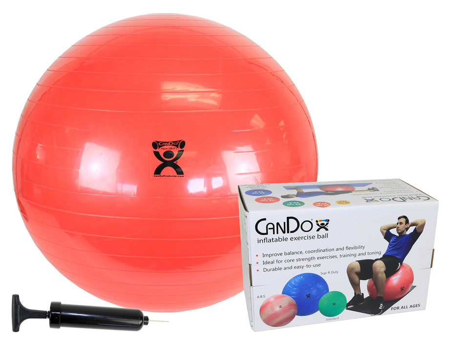 CanDo 30-1847 Inflatable Exercise Ball - Economy Set - Red - 30" (75 Cm) Ball, Pump, Retail Box