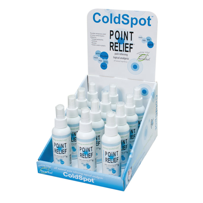 Point Relief 11-0760-12 Coldspot Lotion - Retail Display With 12 X 3 Oz Spray Bottle