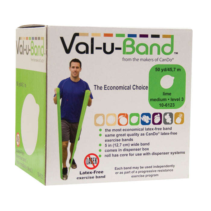 Val-u-Band 10-6123 Resistance Bands, Dispenser Roll, 50 Yds., Lime-Level 3/7, Latex-Free