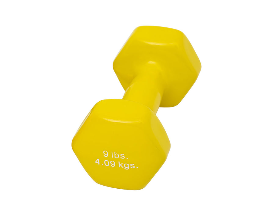 CanDo 10-0558 Vinyl Coated Dumbbell - 9 Lb - Yellow, Each