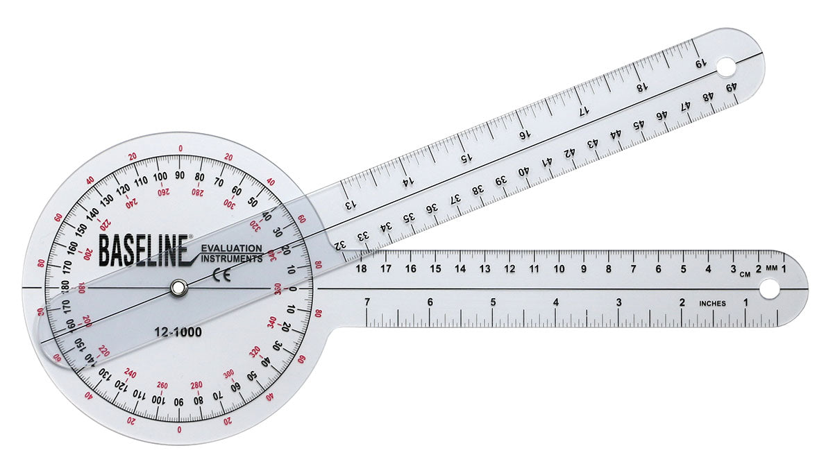 Baseline H60-121000 Plastic Goniometer - 360 Degree Head - 12 Inch Arms