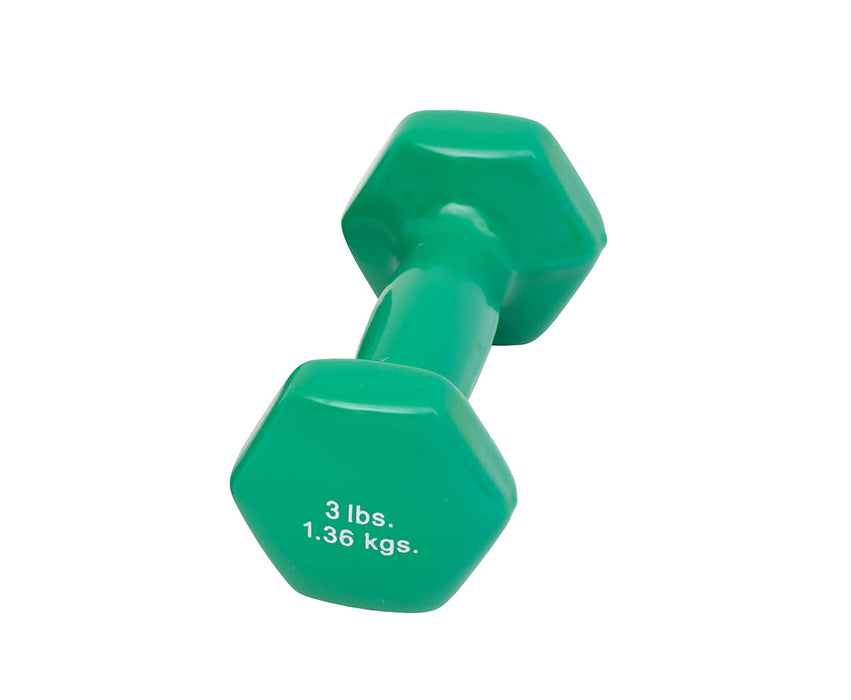 CanDo 10-0552 Vinyl Coated Dumbbell - 3 Lb - Green, Each